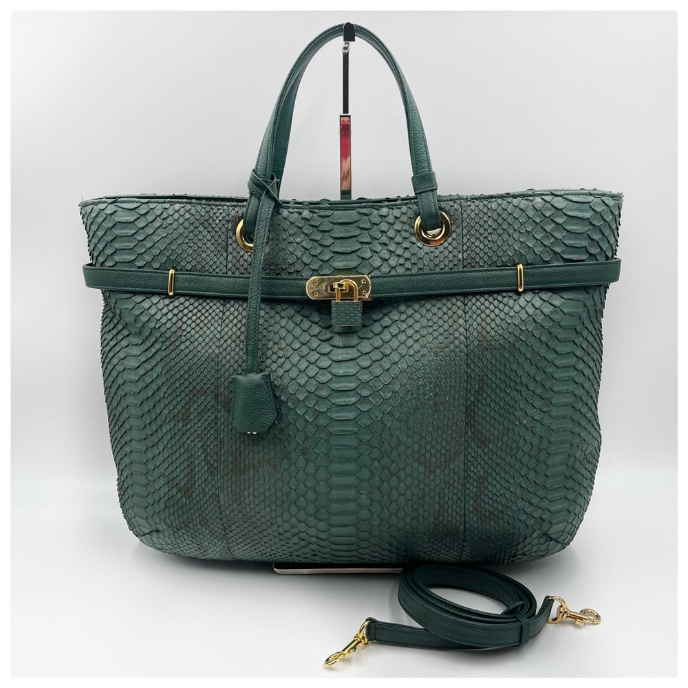 Ankh Jet Python Skin Shoulder Bag - image 1